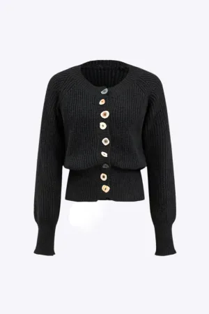 Harriet - Solid Knit Button Woman's Cardigan