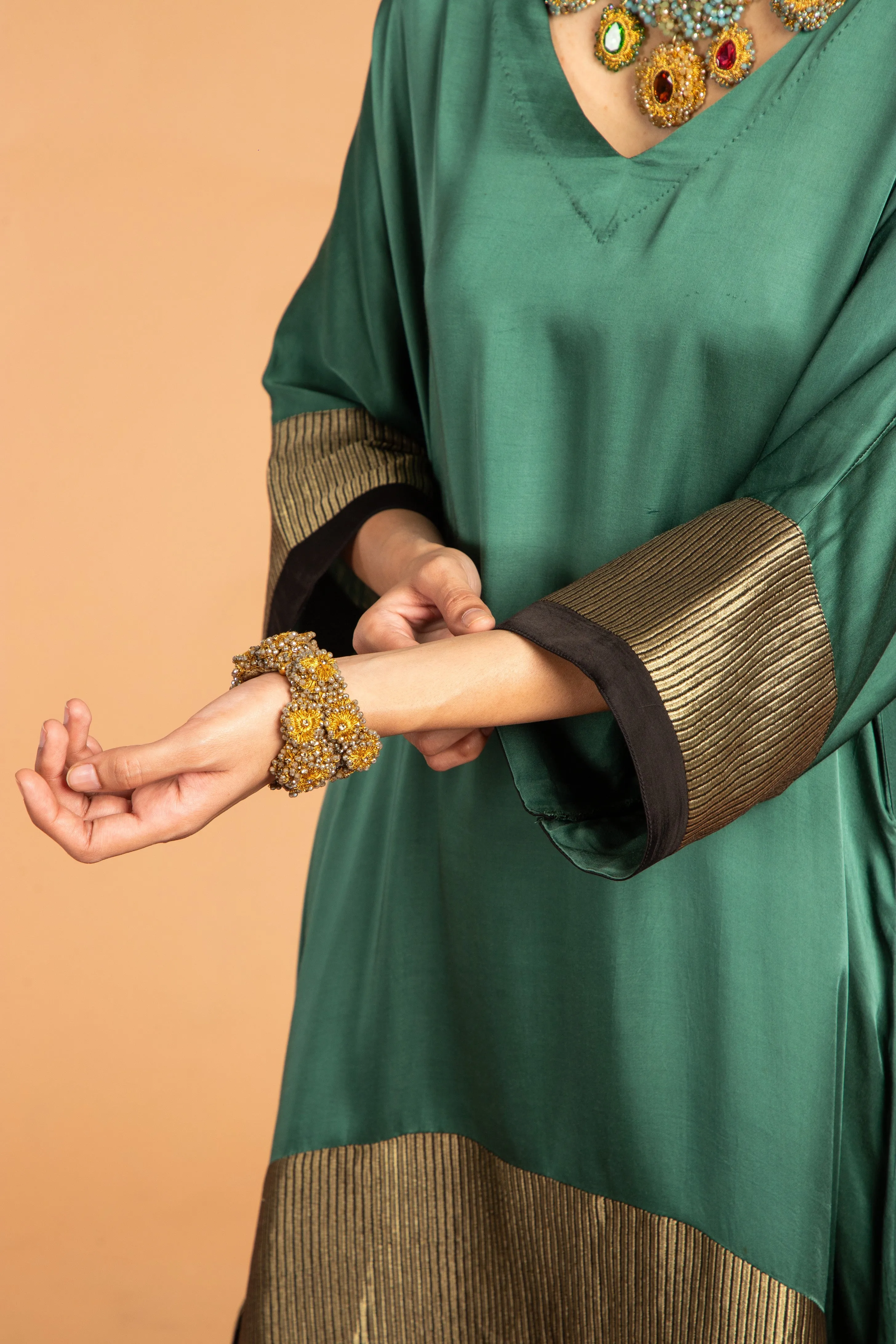 HEENA KAFTAN -GREEN CO-ORD SET (2PC SET)