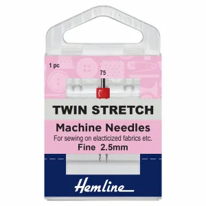 Hemline Twin Stretch Machine Needles - Fine - 75/11 - 2.5mm
