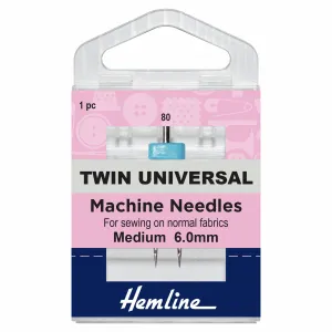 Hemline Twin Universal Machine Needles - Medium - 100 - 6.00mm