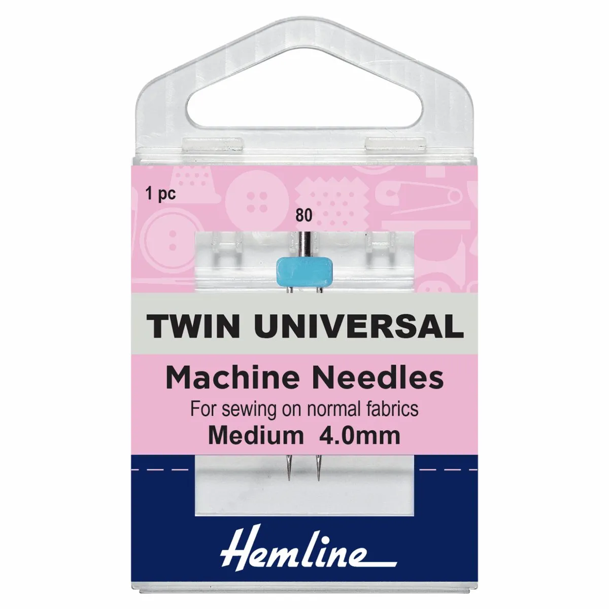 Hemline Twin Universal Machine Needles - Medium - 80 - 4.00mm