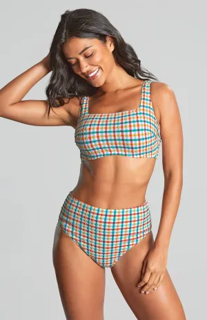 High Waist Bikini Bottom - Seersucker