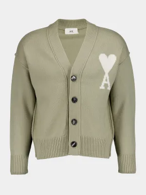 Intarsia Logo Wool Cardigan