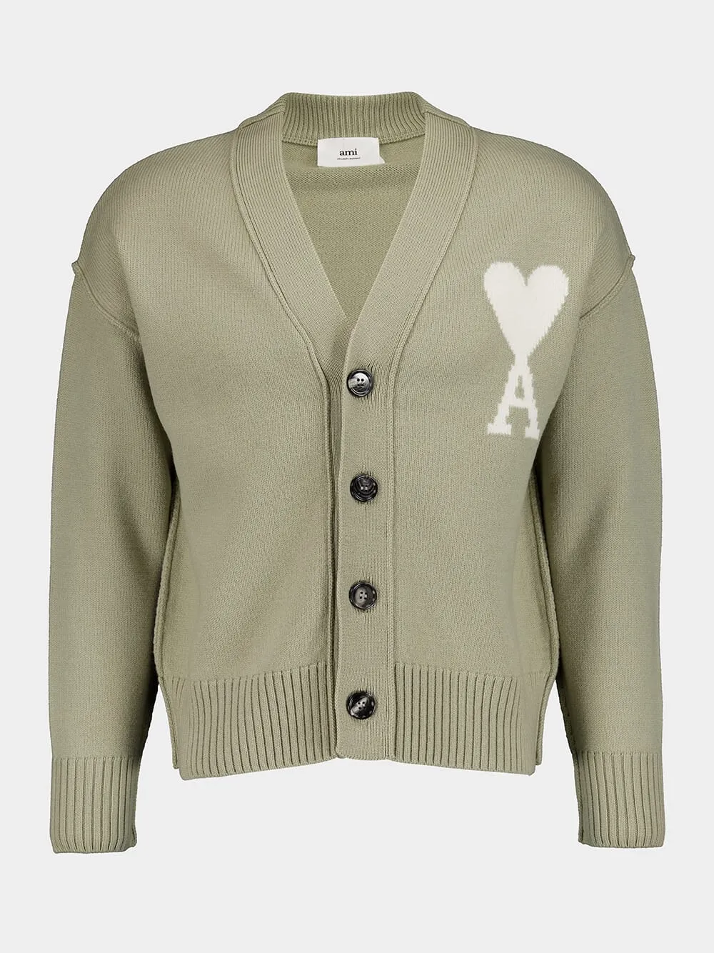 Intarsia Logo Wool Cardigan
