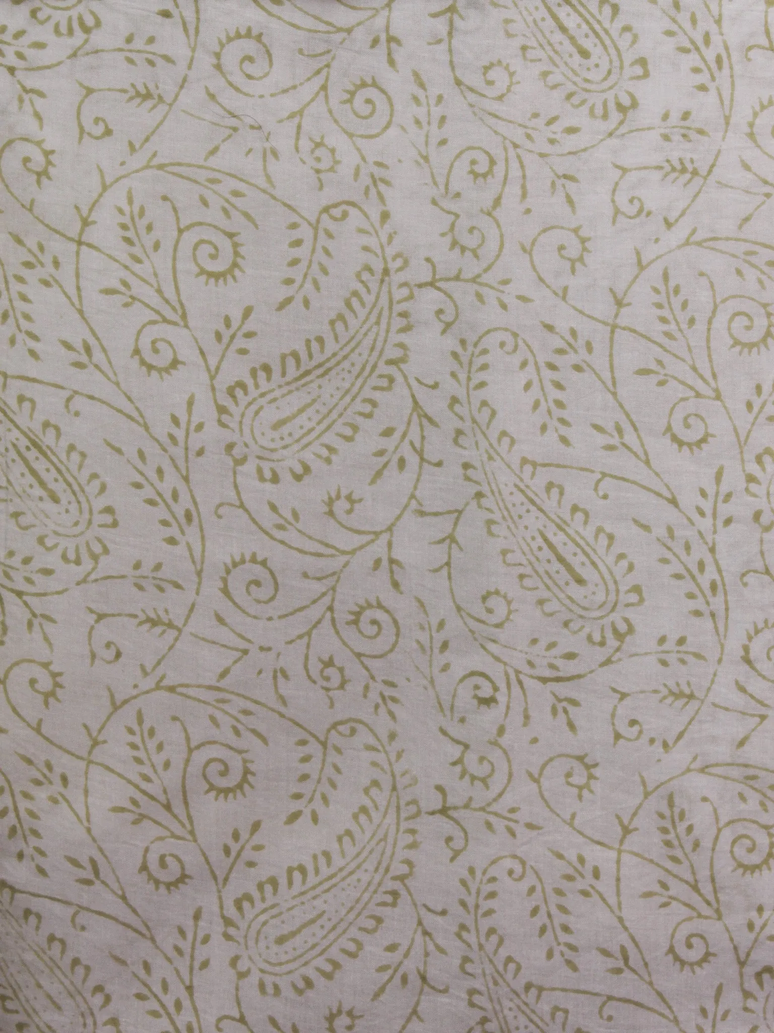Ivory Green Orange Hand Block Printed Cotton Suit-Salwar Fabric With Chiffon Dupatta (Set of 3) - S16281302