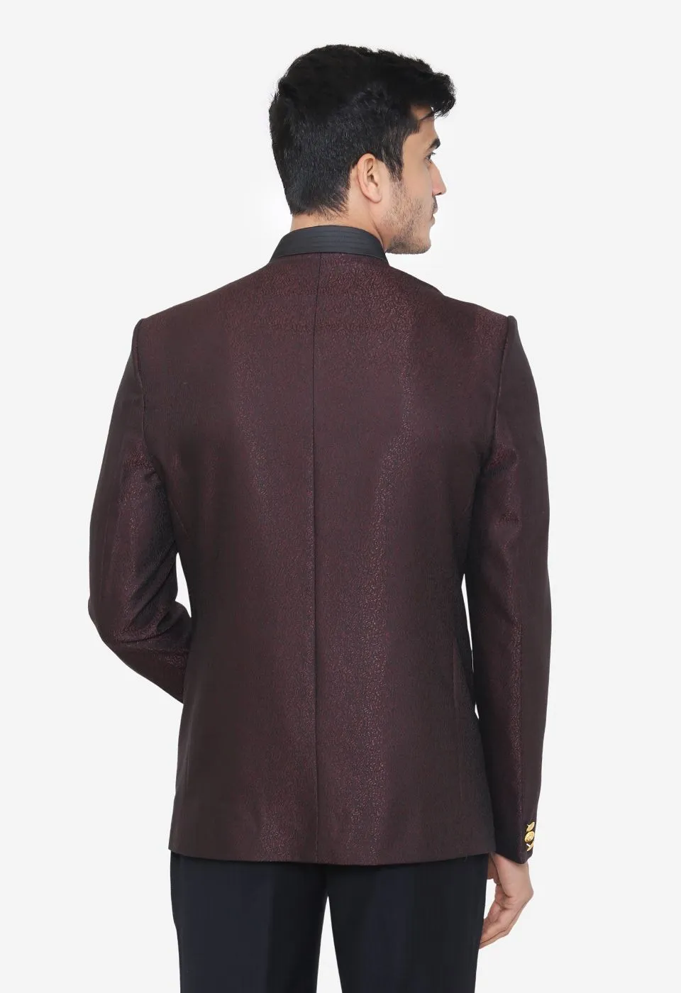 Jacquard Fabric Red Bandhgala