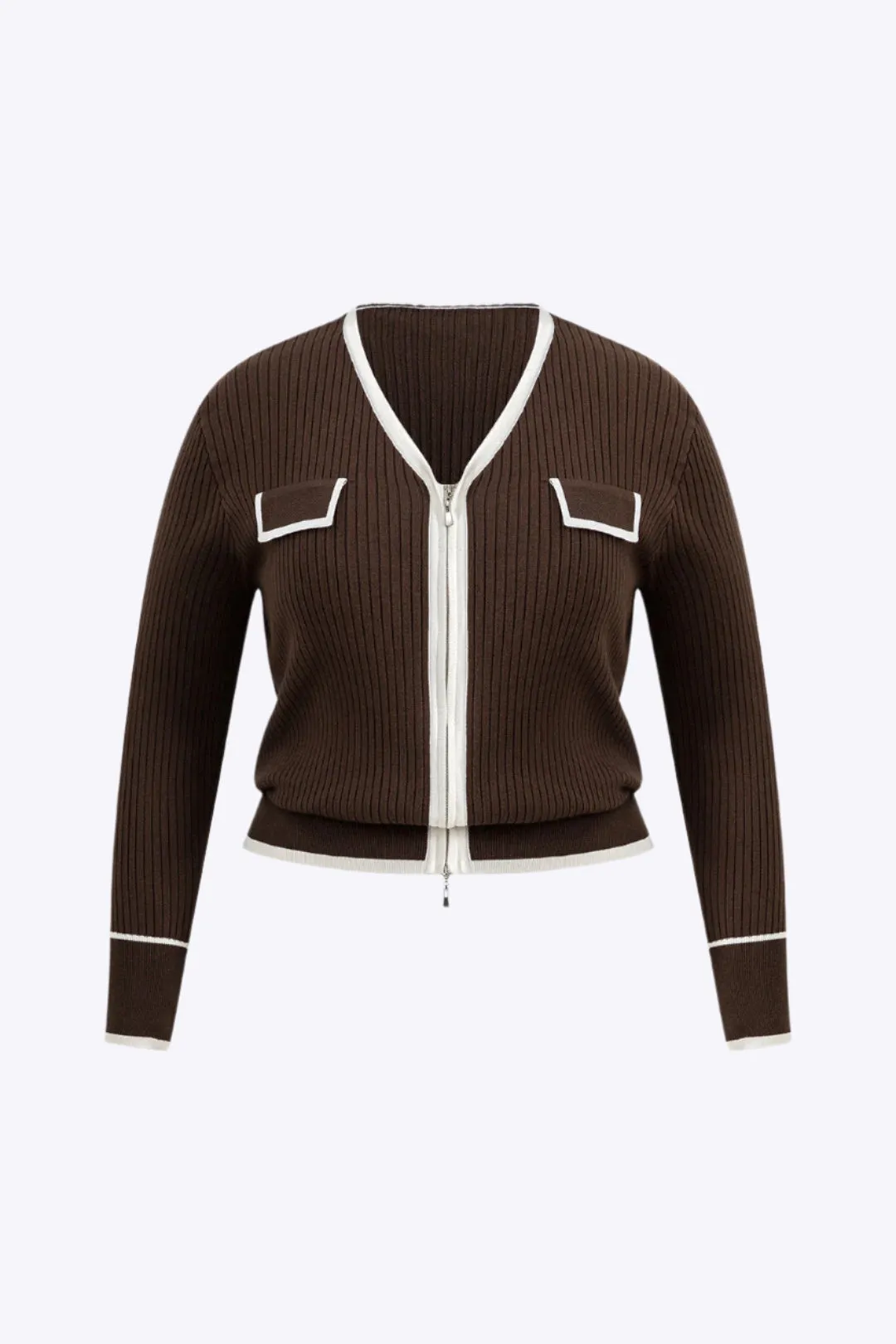 Jamie - Plus Size Cozy Knit Woman's Zipper Cardigan