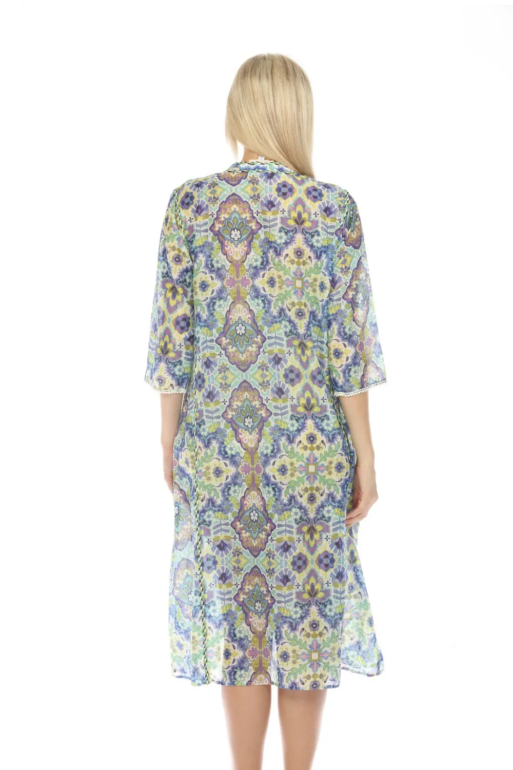 Johnny Was Jade Kiara Silk Kaftan Dress Boho Chic L32624