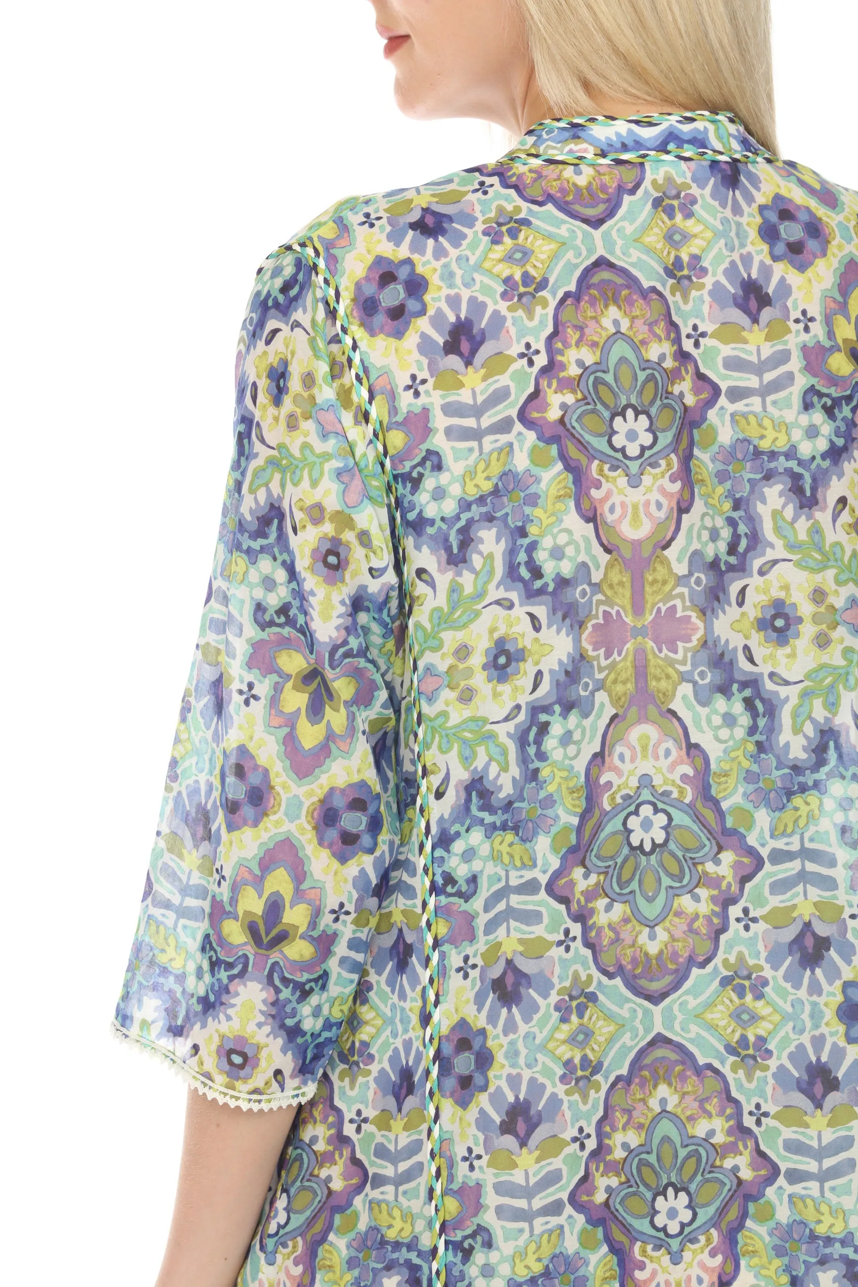 Johnny Was Jade Kiara Silk Kaftan Dress Boho Chic L32624