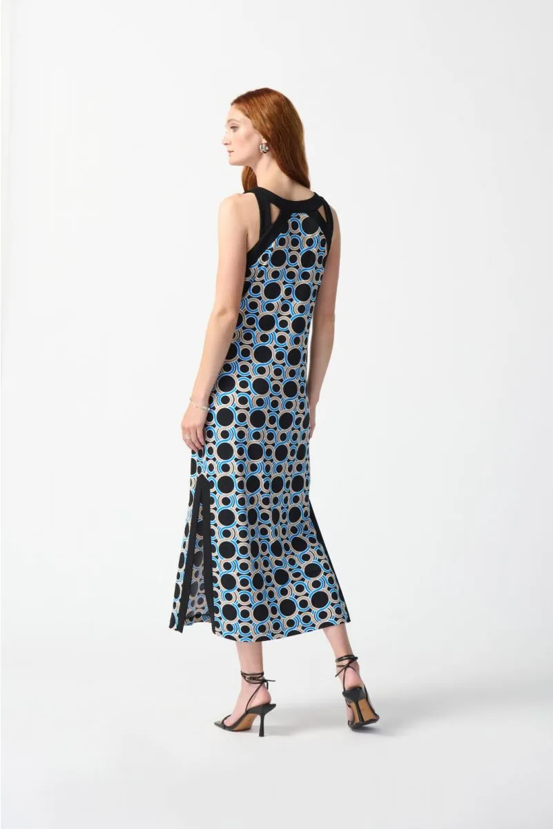 Joseph Ribkoff Black/Multi Geometric Print Cutout Detail Maxi Dress 242080