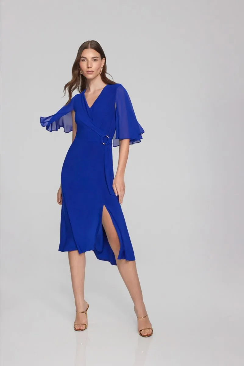 Joseph Ribkoff Chiffon Flutter Sleeve Fit & Flare Dress 231757S24