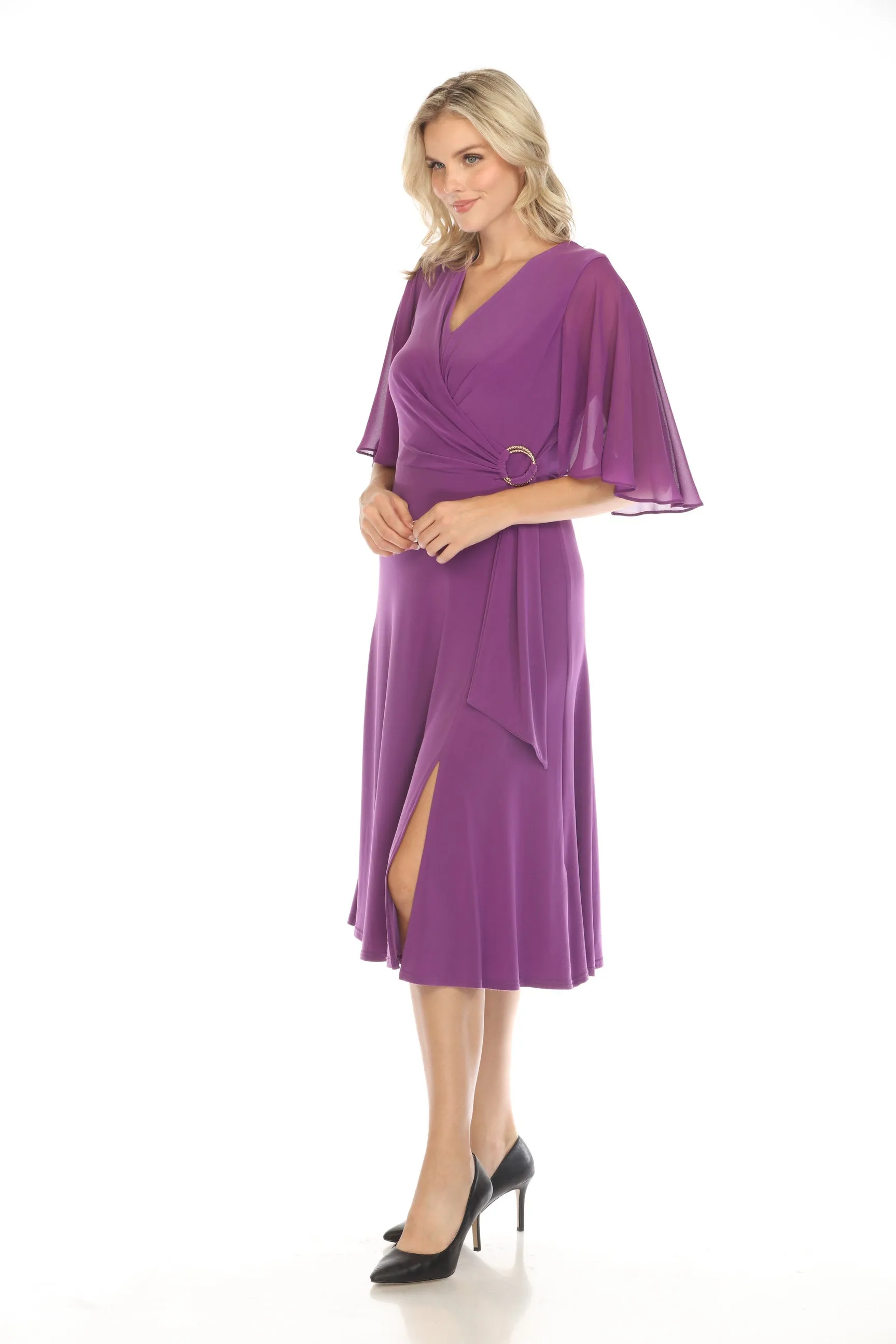 Joseph Ribkoff Chiffon Flutter Sleeve Fit & Flare Dress 231757S24