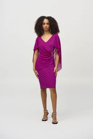 Joseph Ribkoff Empress Violet Chiffon Overlay V-Neck Sheath Dress 244017