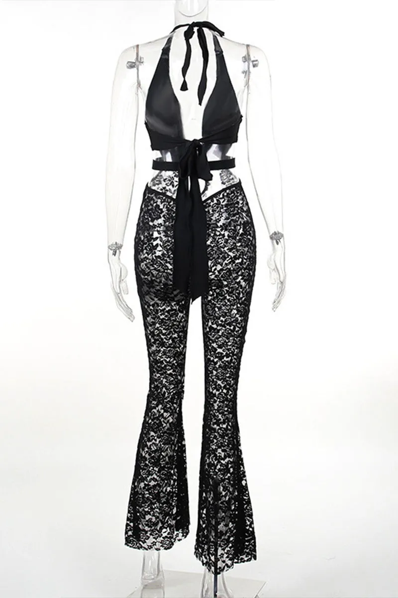 JR3161 Halter Lace Jumpsuits