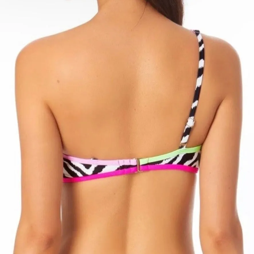 Junior's Zebra Printed Asymmetric Bikini Top