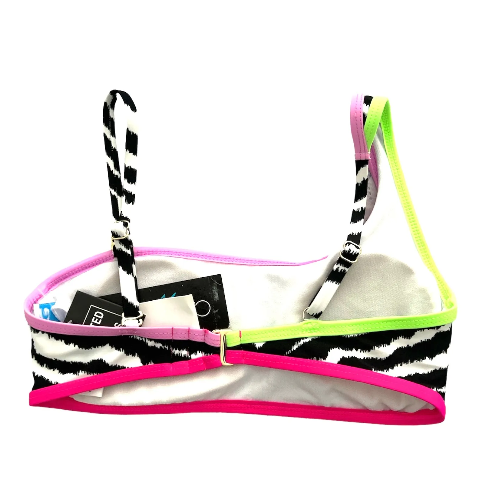 Junior's Zebra Printed Asymmetric Bikini Top