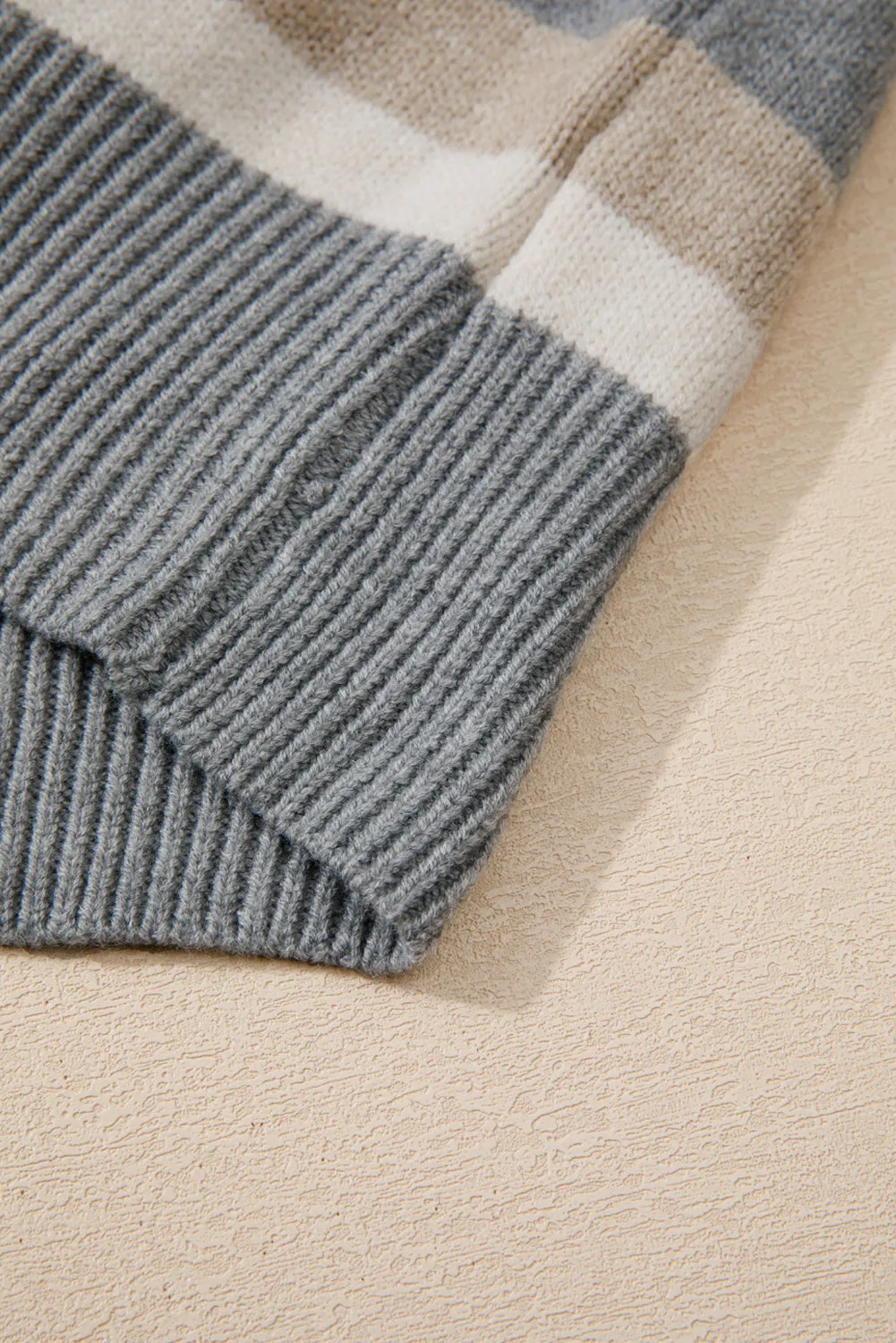 KaleaBoutique Color Block Ribbed Edge Round Neck Sweater