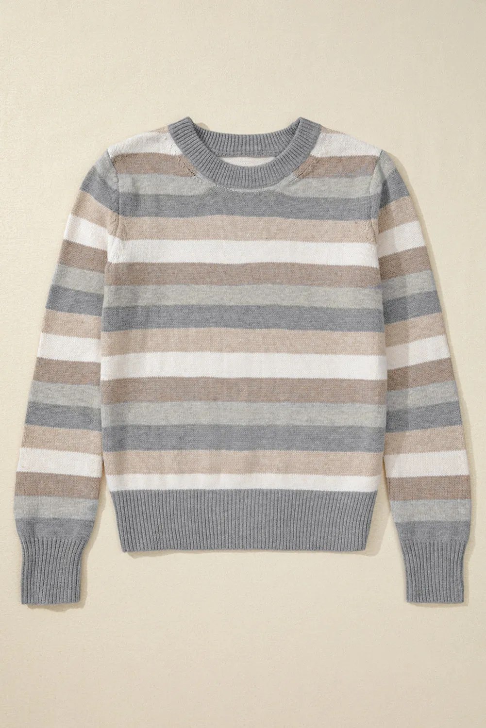 KaleaBoutique Color Block Ribbed Edge Round Neck Sweater
