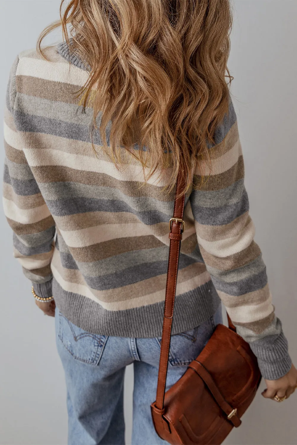 KaleaBoutique Color Block Ribbed Edge Round Neck Sweater
