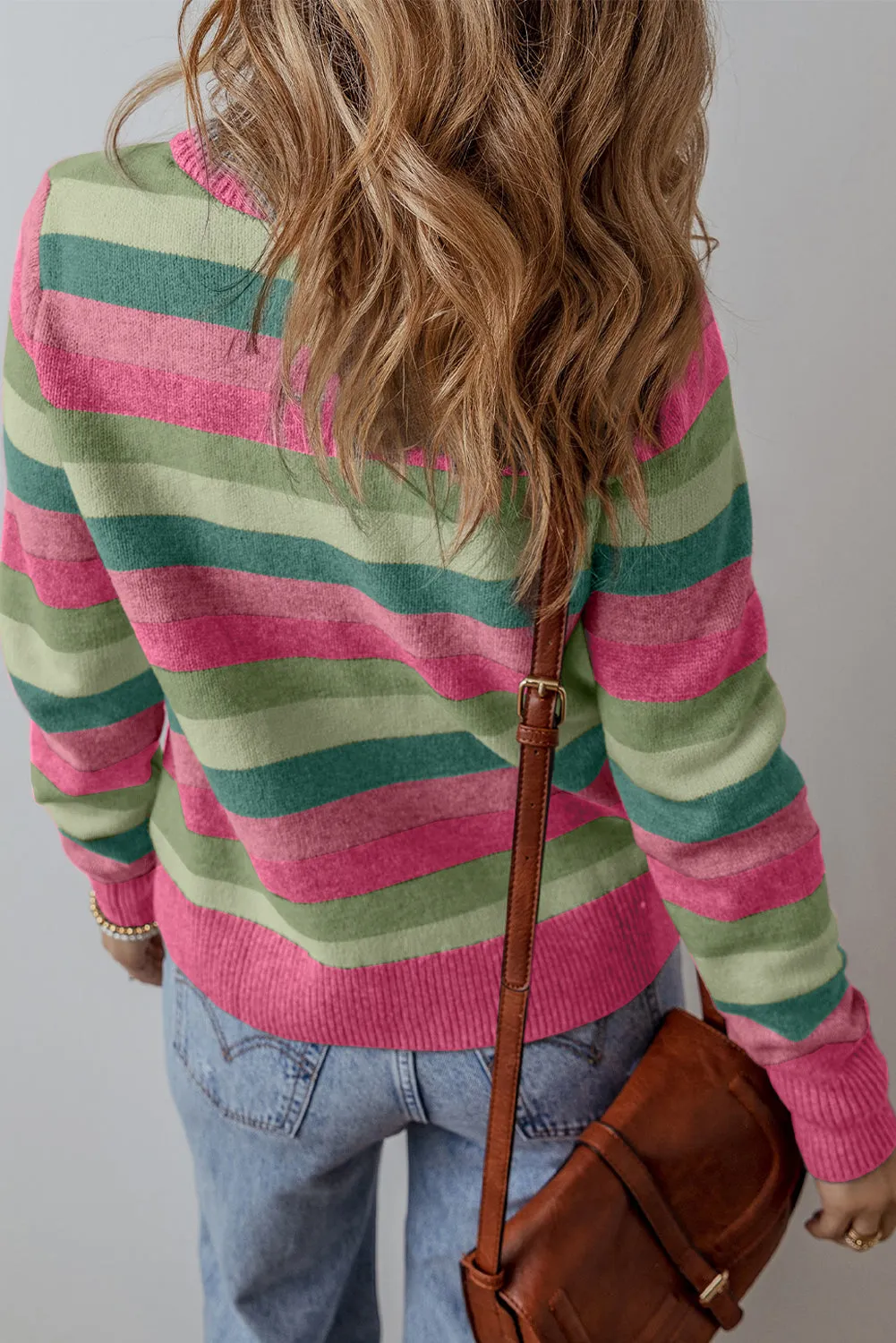 KaleaBoutique Color Block Ribbed Edge Round Neck Sweater