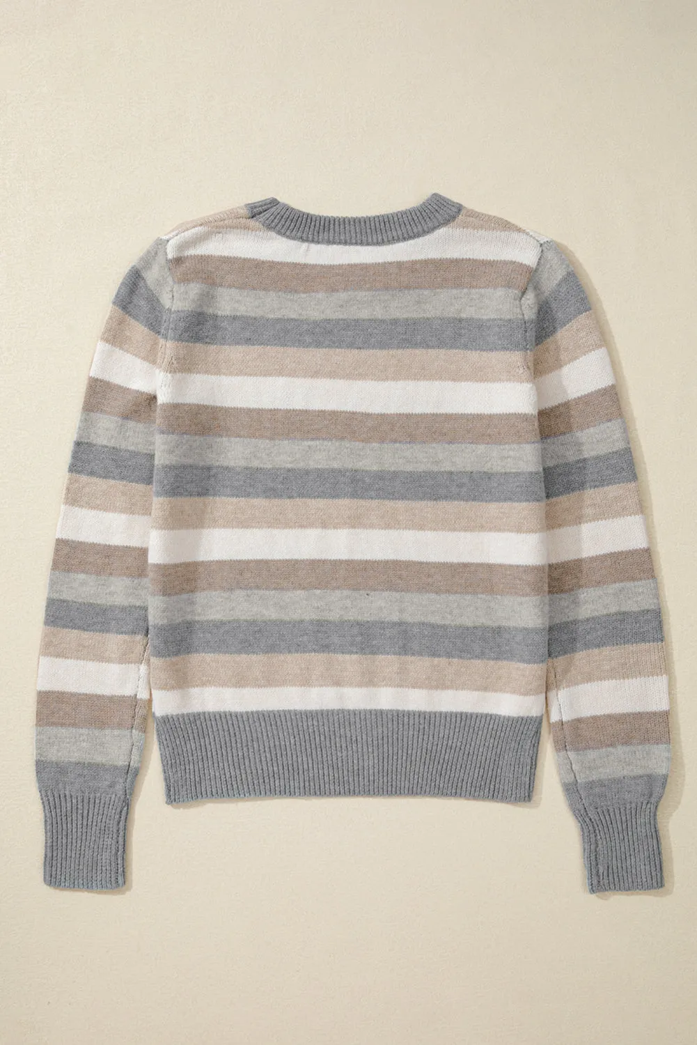 KaleaBoutique Color Block Ribbed Edge Round Neck Sweater