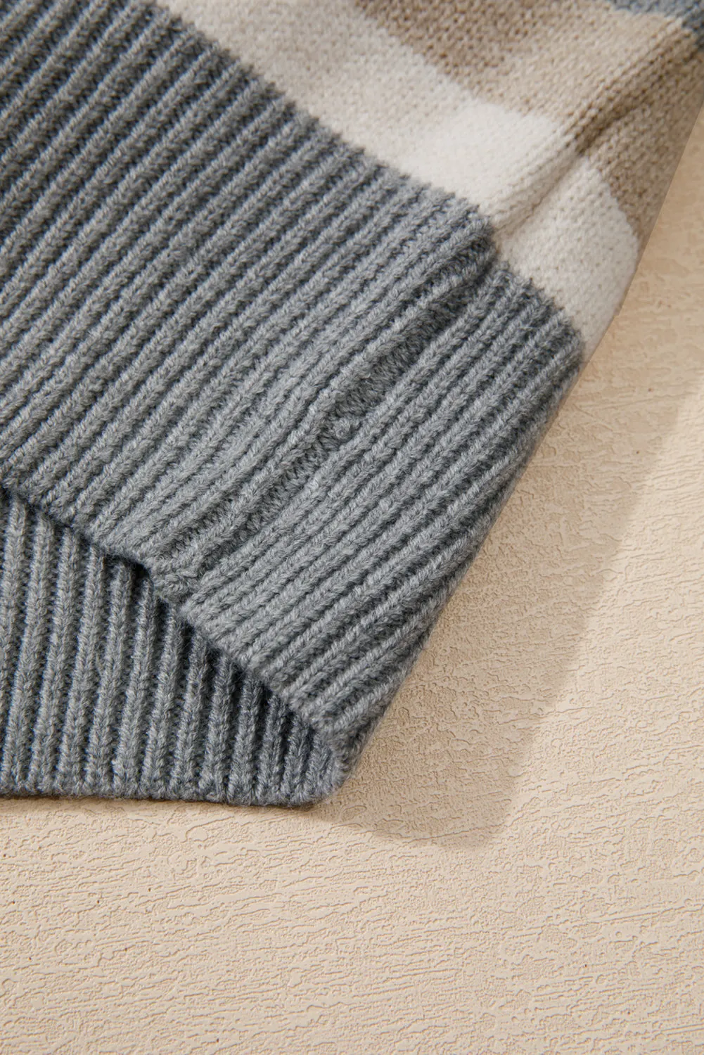 KaleaBoutique Color Block Ribbed Edge Round Neck Sweater