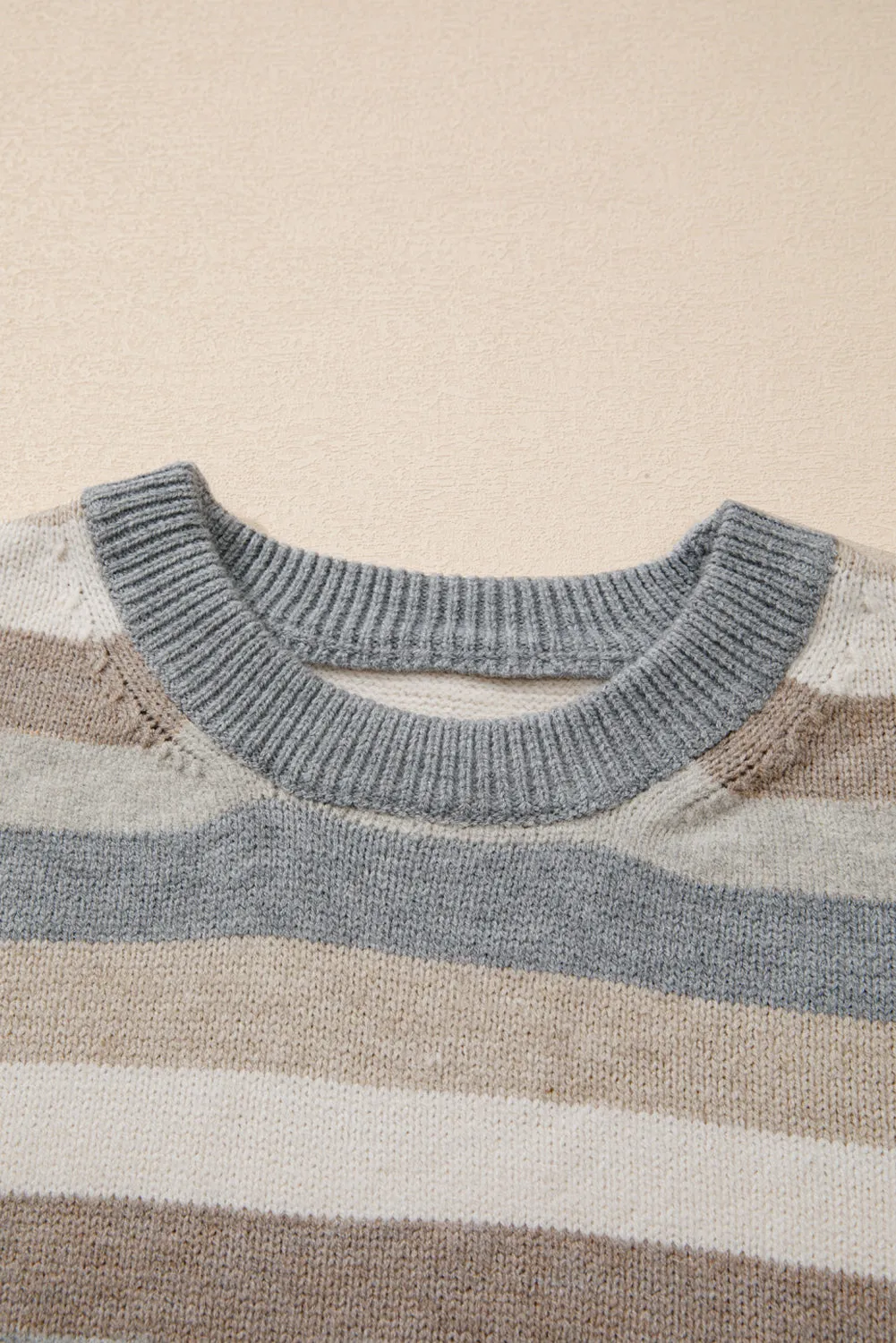 KaleaBoutique Color Block Ribbed Edge Round Neck Sweater