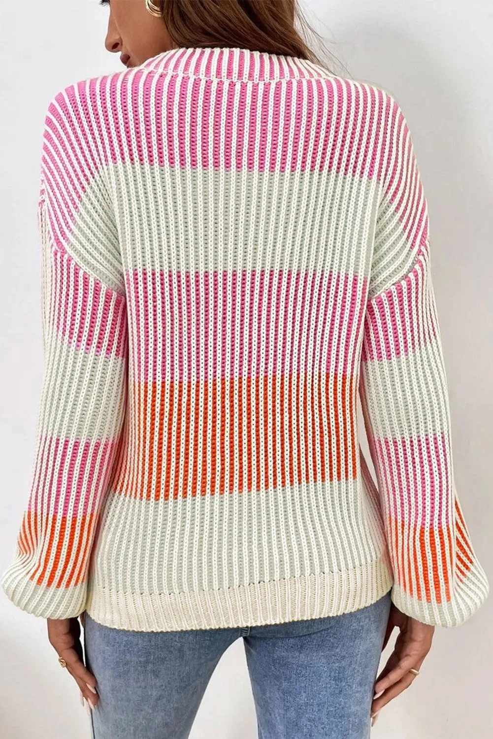 KaleaBoutique Colorblock Textured Knit Bubble Sleeve Sweater