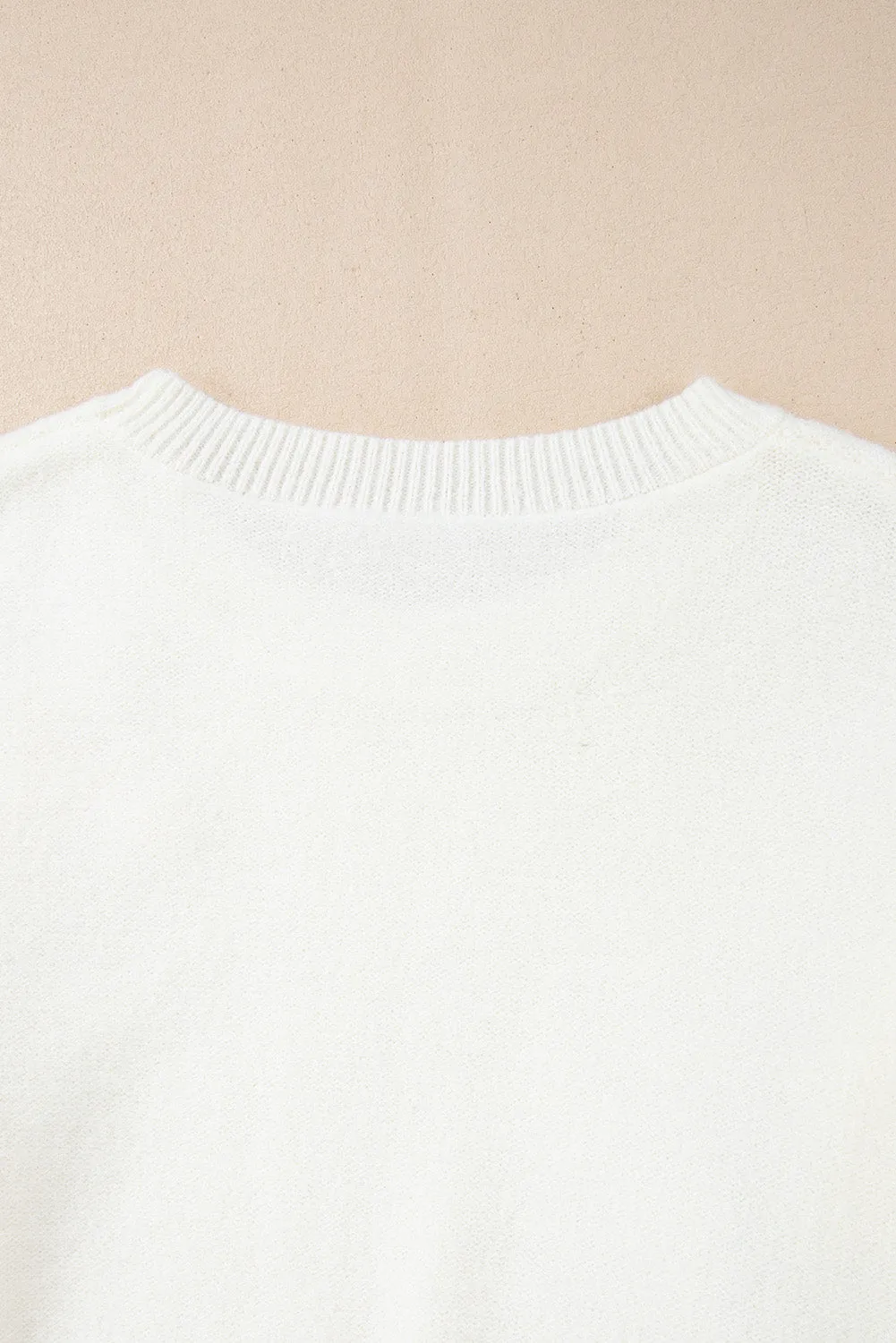 KaleaBoutique Floral Embroidered Colorblock Fuzzy Drop Shoulder Sweater