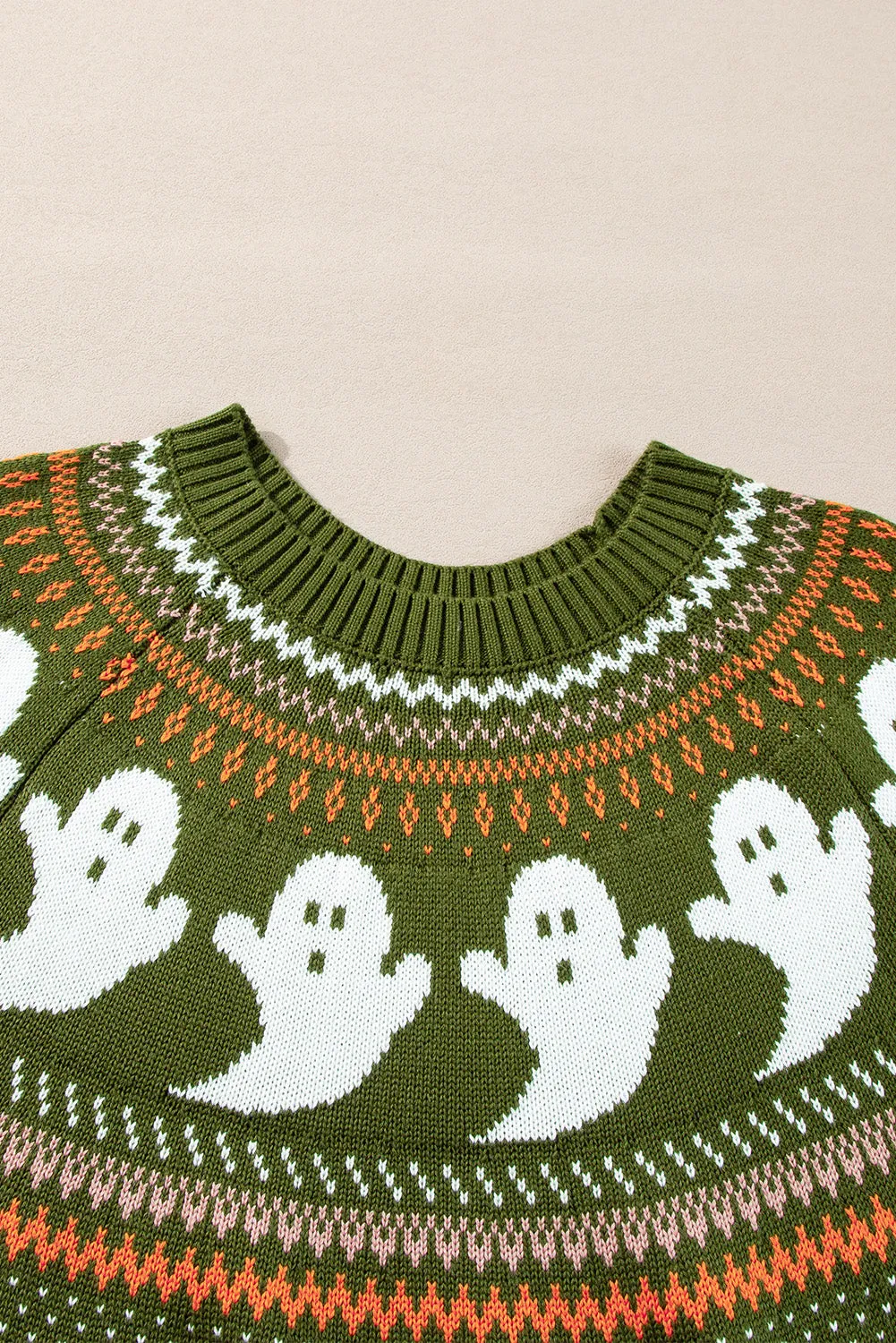 KaleaBoutique Halloween Ghost Pattern Drop Shoulder Sweater