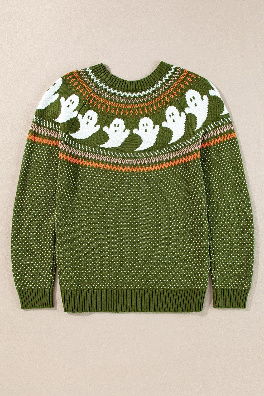 KaleaBoutique Halloween Ghost Pattern Drop Shoulder Sweater