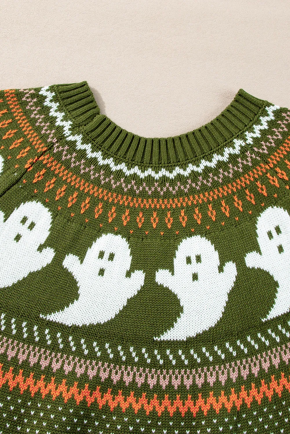 KaleaBoutique Halloween Ghost Pattern Drop Shoulder Sweater