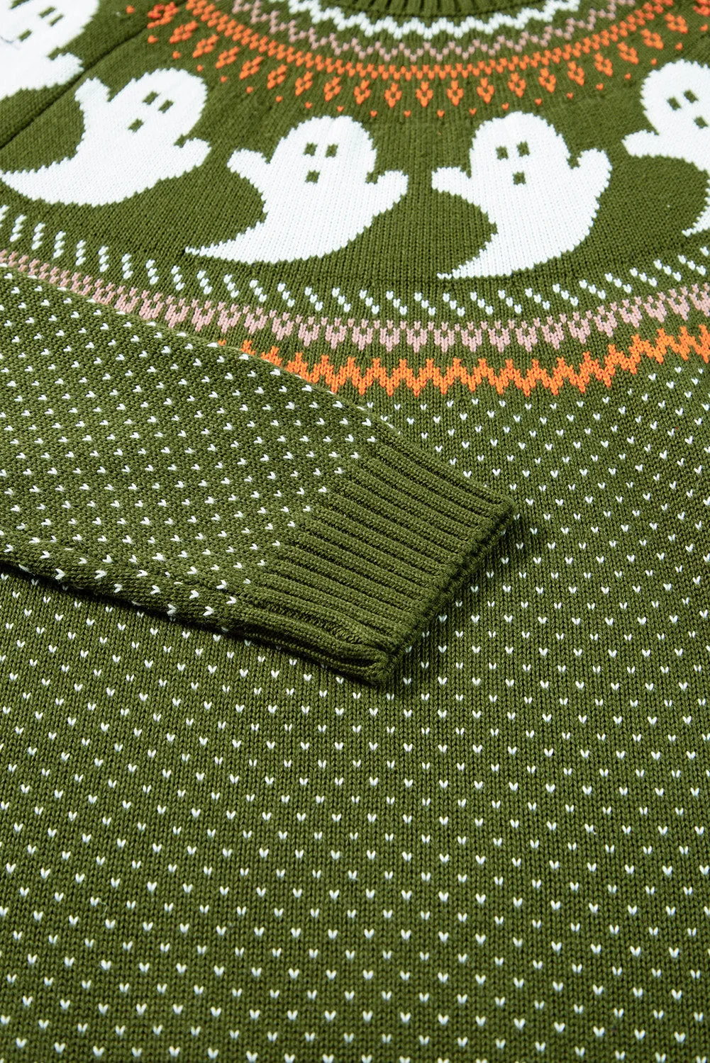 KaleaBoutique Halloween Ghost Pattern Drop Shoulder Sweater