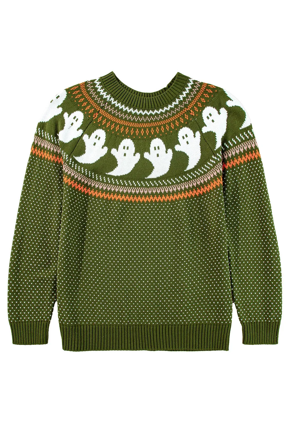 KaleaBoutique Halloween Ghost Pattern Drop Shoulder Sweater
