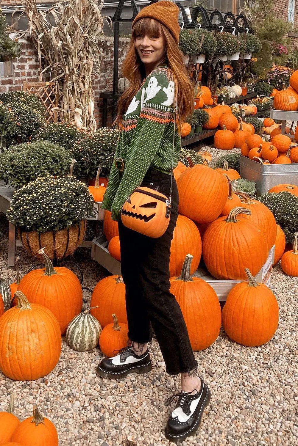 KaleaBoutique Halloween Ghost Pattern Drop Shoulder Sweater