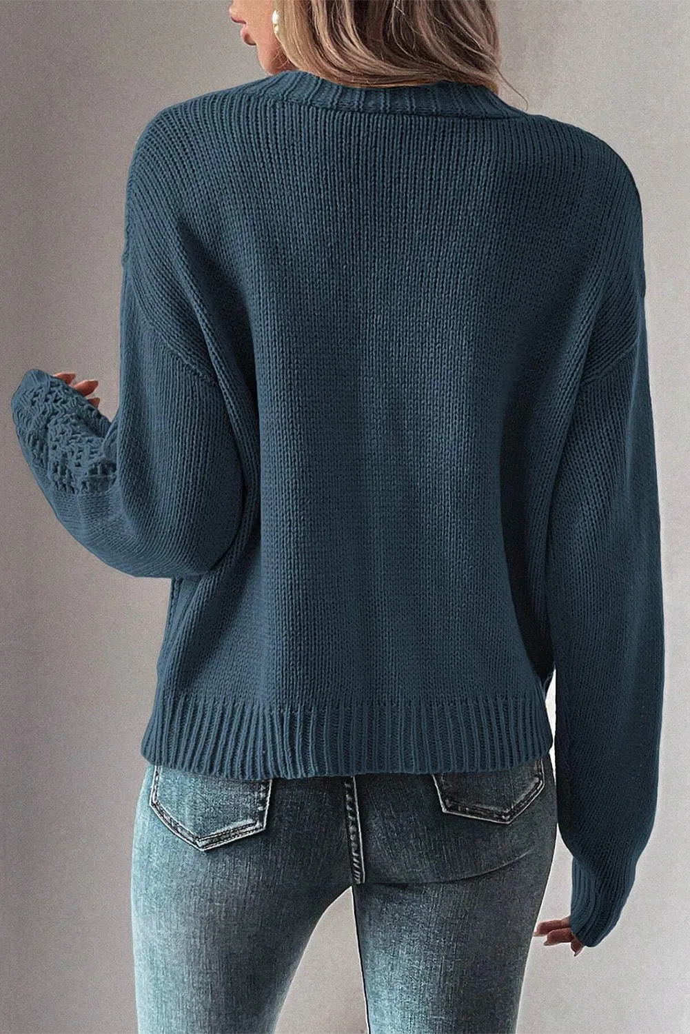 KaleaBoutique Open Knit Drop Shoulder Sweater Cardigan