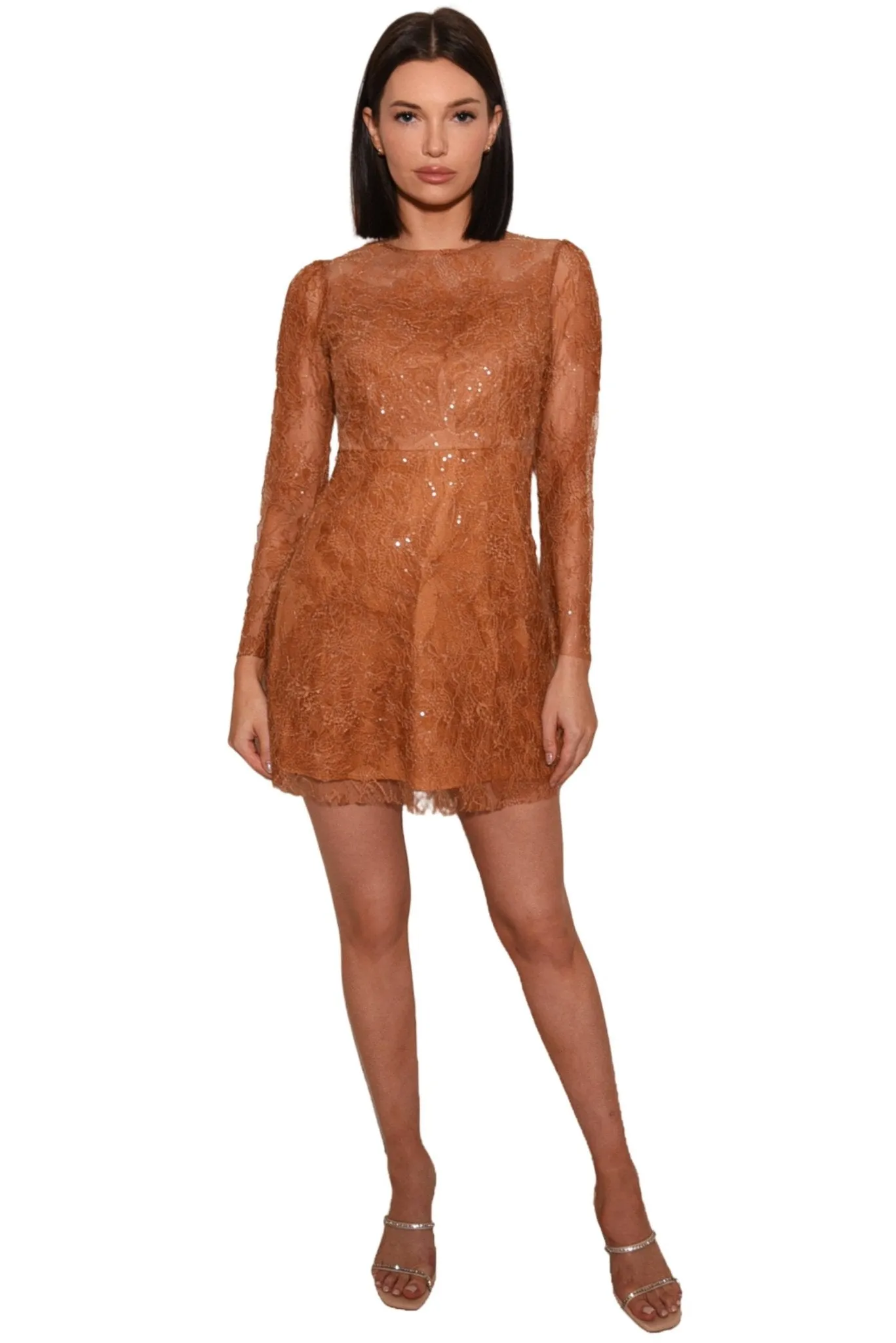 Kate Honey Beaded Lace Mini Dress