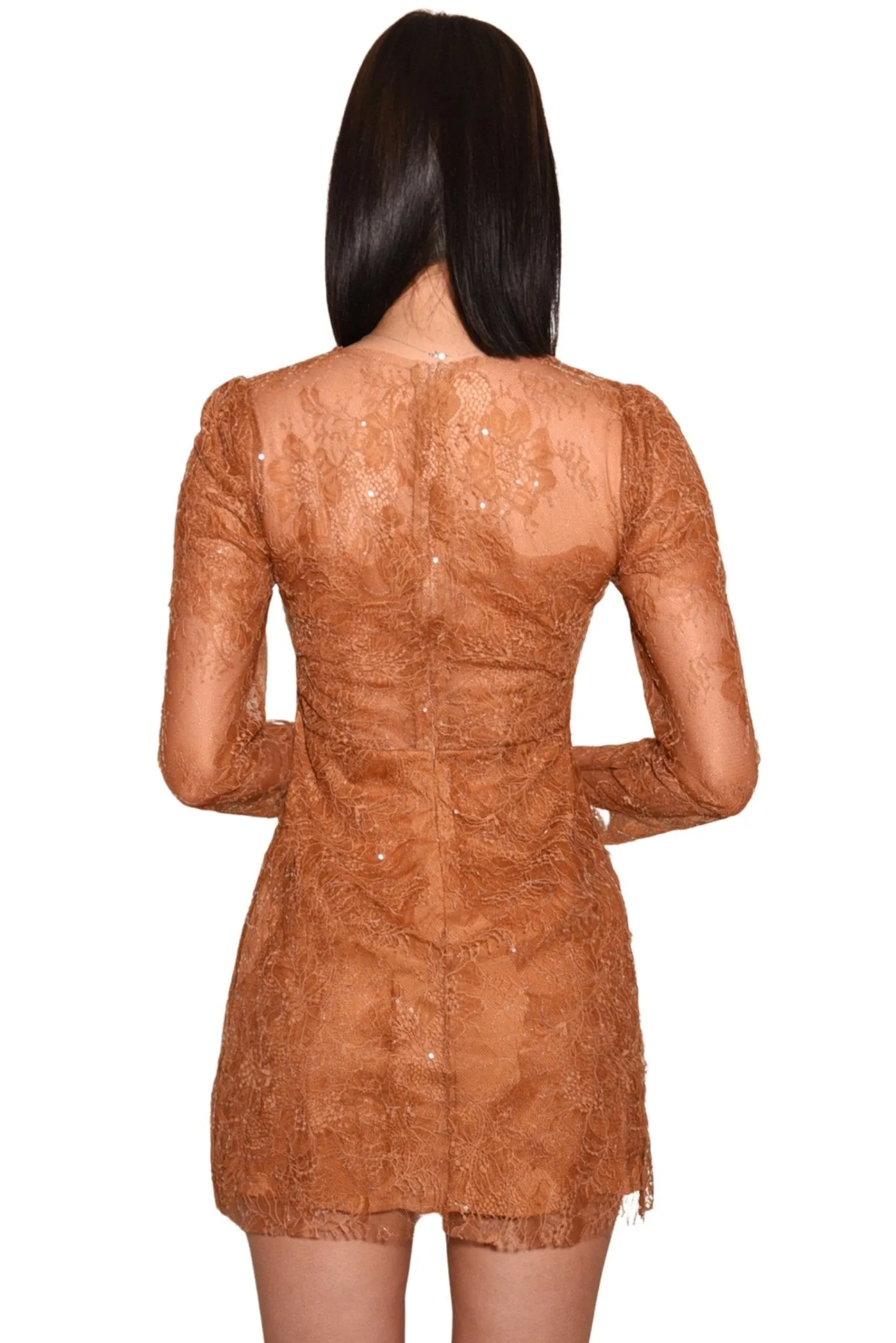 Kate Honey Beaded Lace Mini Dress