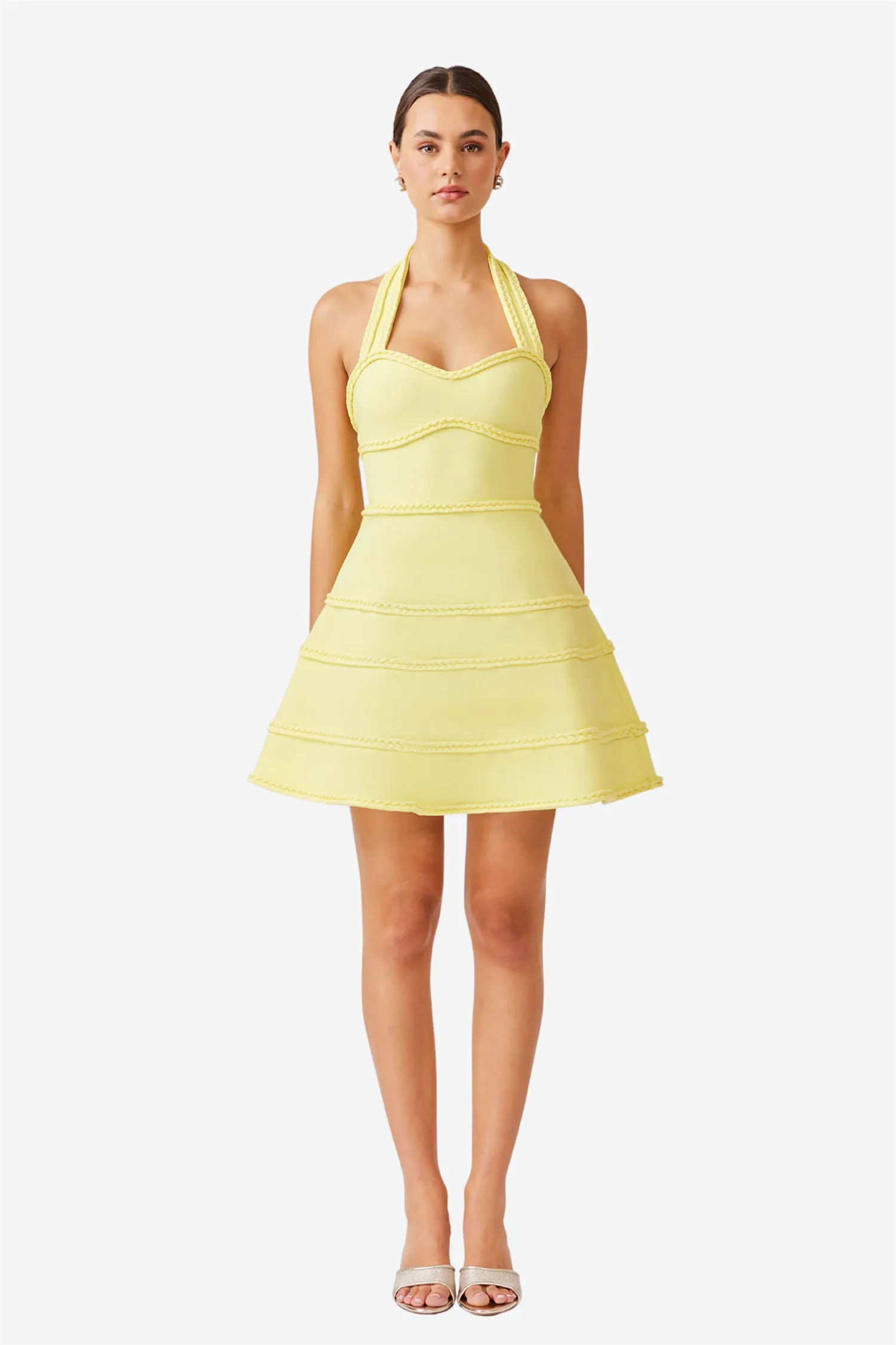 Katlyn Halter Mini Dress Lemon
