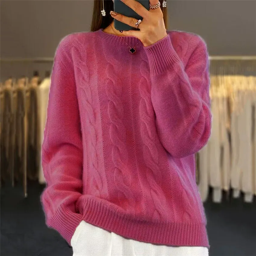 Kylie - Fashionable Retro Cable Knit Woman's Pullover Sweater