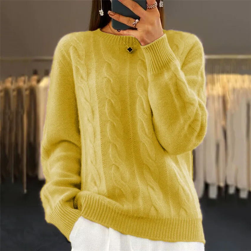 Kylie - Fashionable Retro Cable Knit Woman's Pullover Sweater