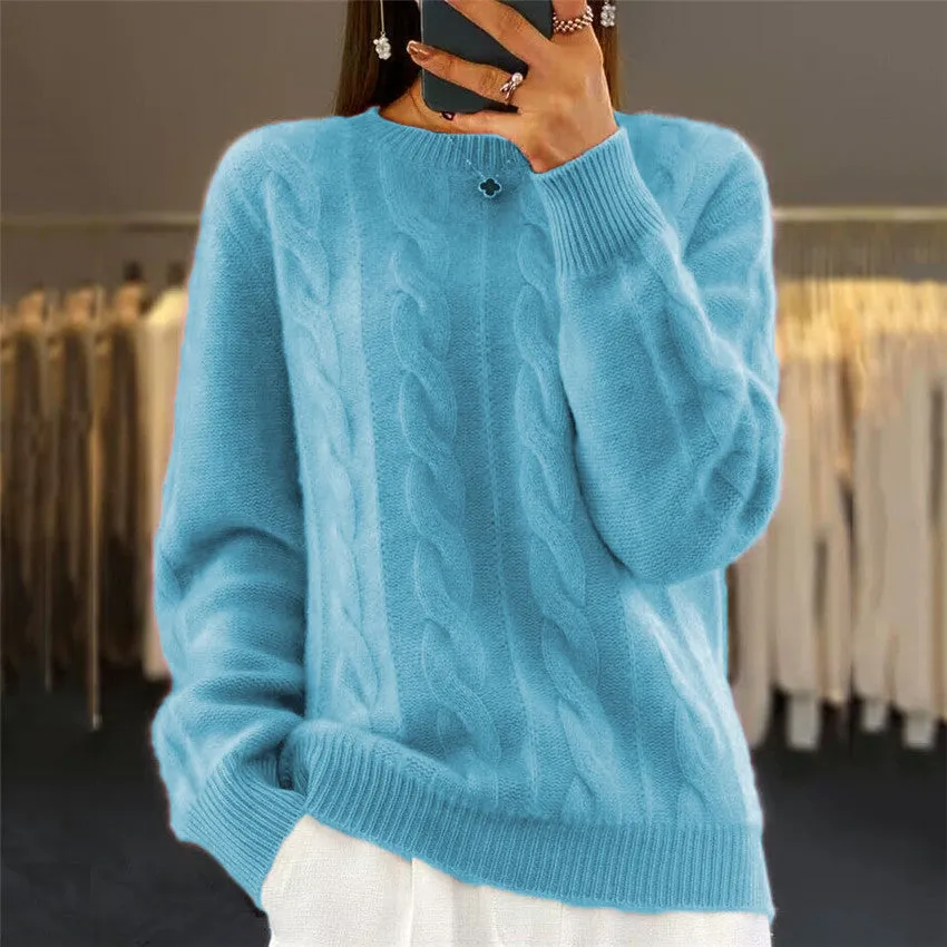 Kylie - Fashionable Retro Cable Knit Woman's Pullover Sweater