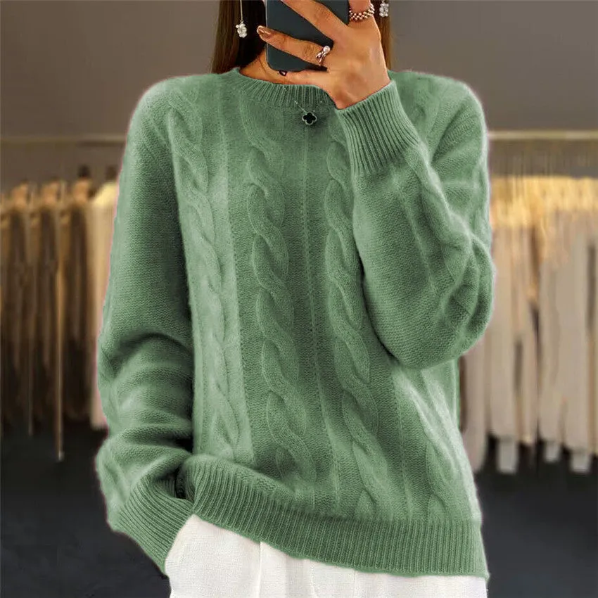 Kylie - Fashionable Retro Cable Knit Woman's Pullover Sweater