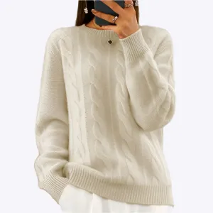 Kylie - Fashionable Retro Cable Knit Woman's Pullover Sweater
