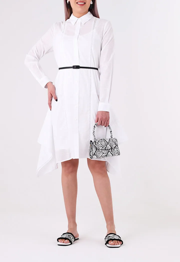 Lace Trim Asymmetric Hem Dress