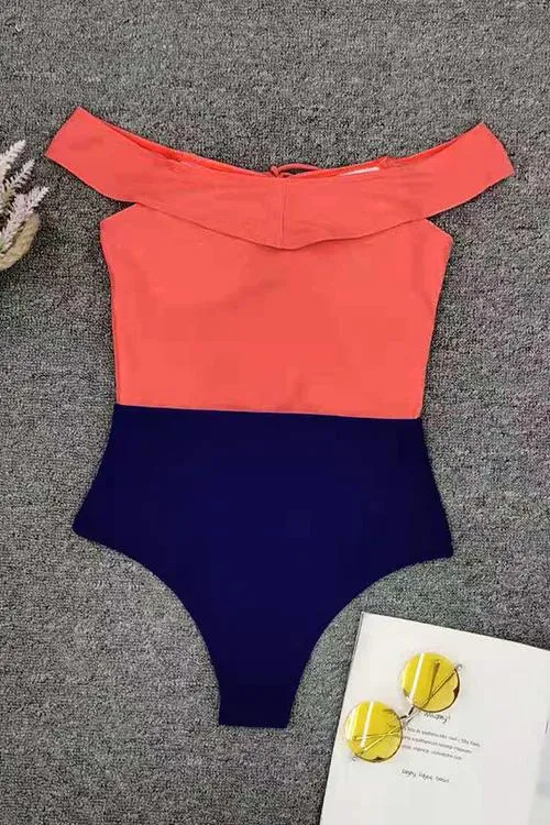 Lace Up Off Shoulder One Piece Swimwear