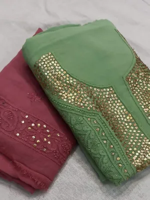 Lakhnawi Chikankari Heavy Gota Patti Salwar Suit Dress Material unstitched