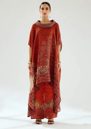 Lavanya rust silk draped tunic
