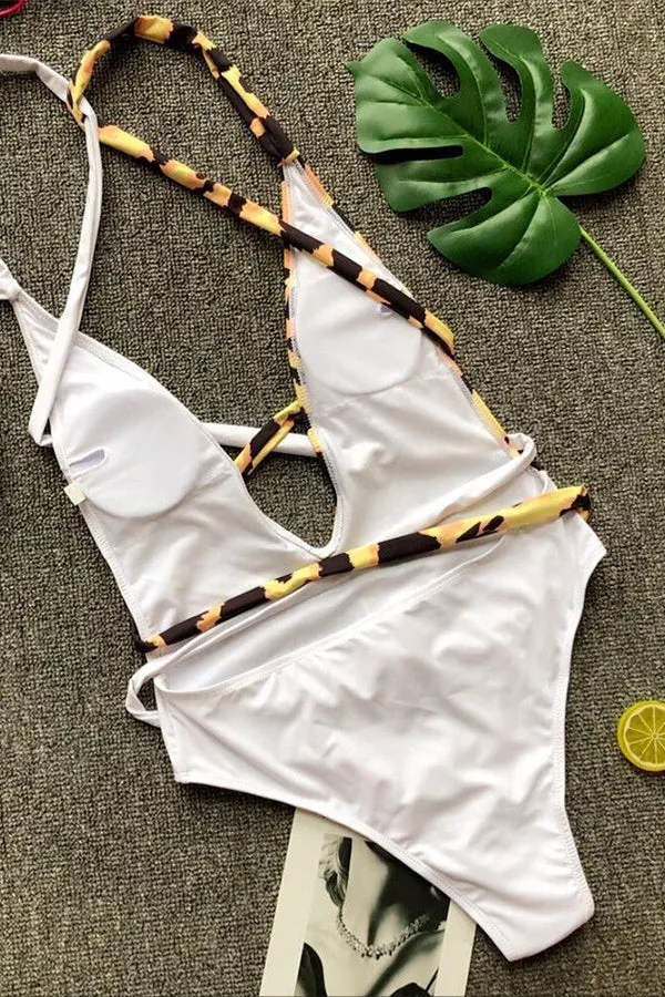 Leopard Deep-V Slim One-piece Swimsuit
