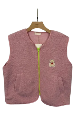 Lichtroze Teddy Vest Beer